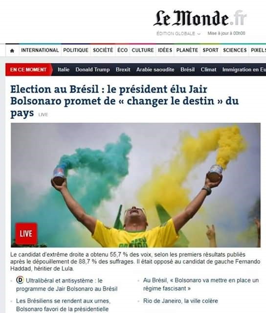 O SUBOFICIAL Luciano no site do francês, Le Monde, que repercutiu o triunfo Bolsonaro