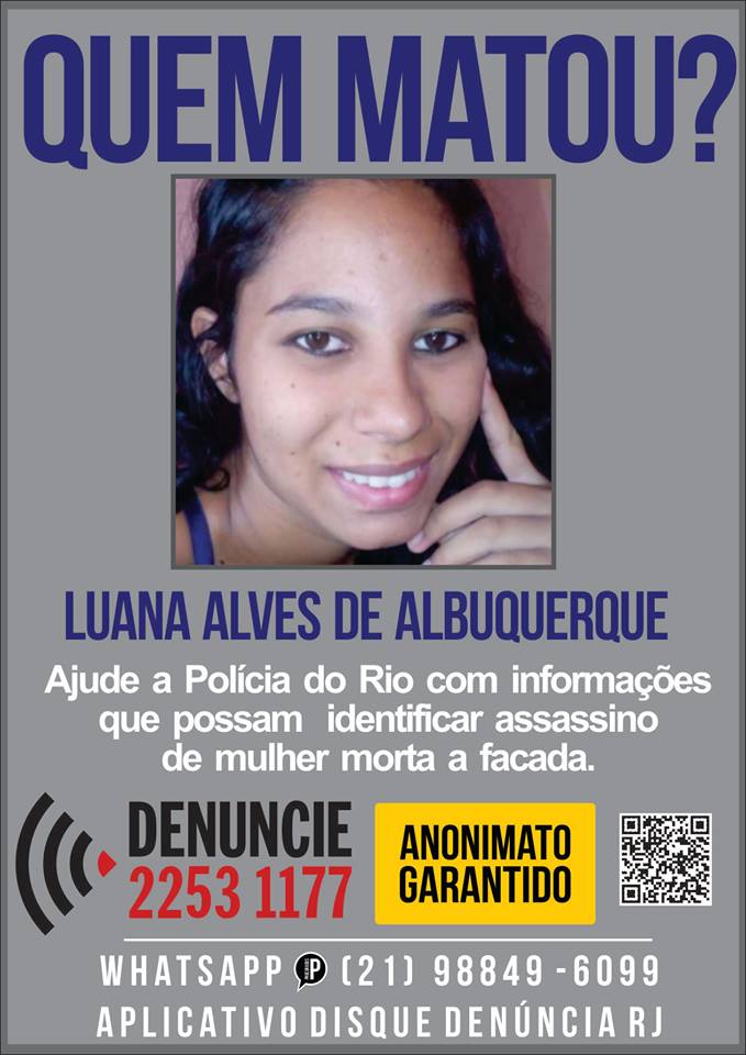 CARTAZ DIVIULGADO pelo Portal dos Procurados em busca do assassino da jovem