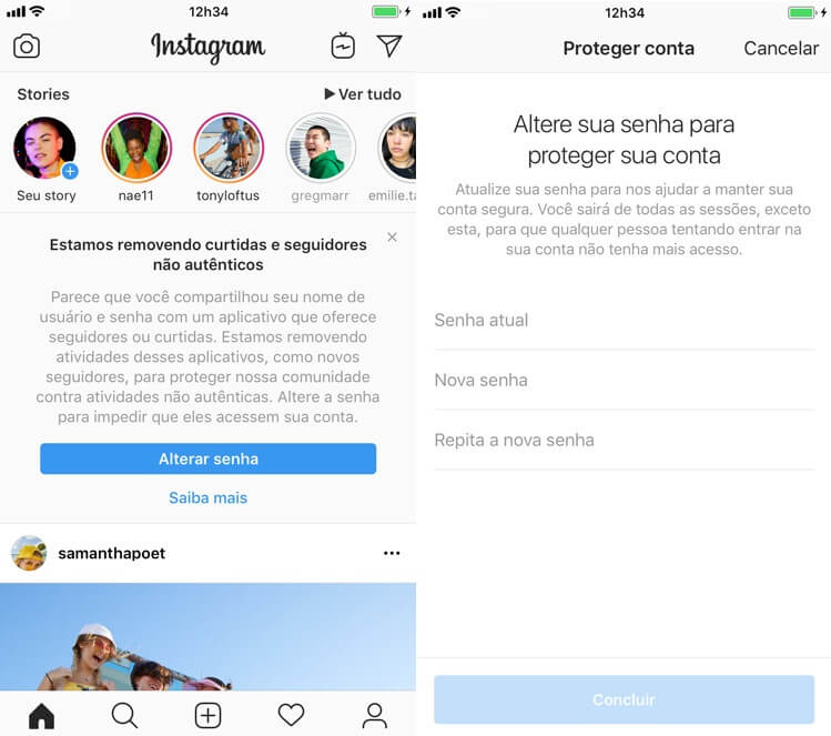 A rede social enviará uma notificação à contas que tiverem seguidores falsos